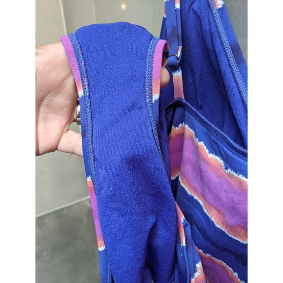 Tommy Bahama One-piece Swimsuit Sz 16 XL Striped Sunset Tankini Ruched Tropical - Picture 9 of 11